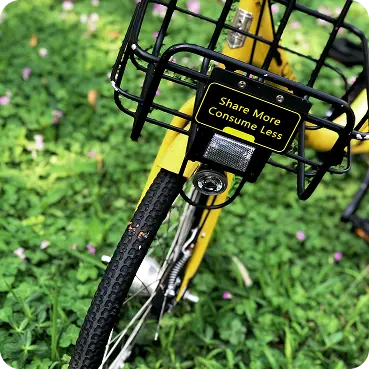 yellow bicycle with a black basket